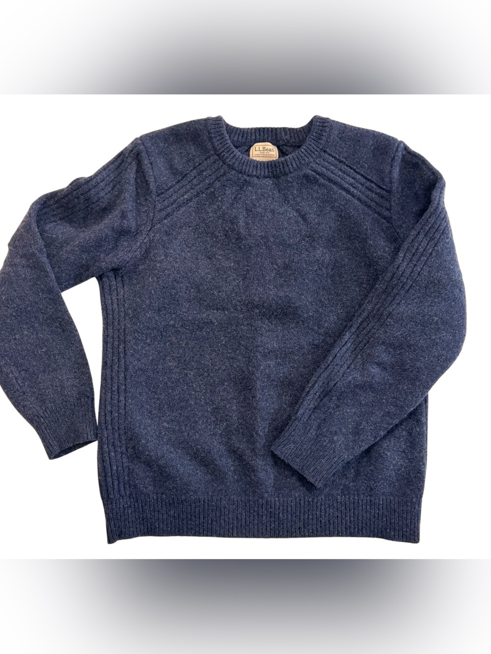 L.L.Bean 100% Merino Wool Crewneck Sweater Navy Blue M Tall